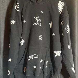 Black Hoodie with White Graphic Print